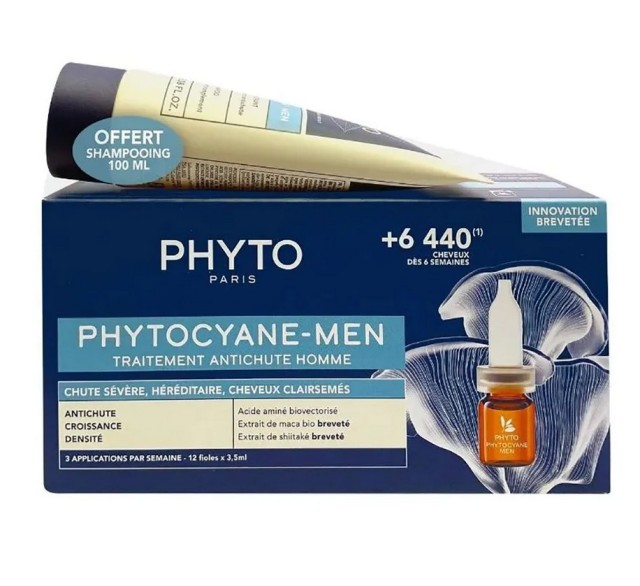 Phyto Set Phytocyane Anti-Hair Loss Treatment for Men 12 φυαλίδια x 3,5ml + Δώρο Phytocyane Men Shampoo 100ml
