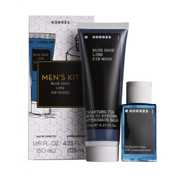 Korres Men's Essentials Blue Sage Lime Fir Wood Eau de Toilette 50ml + Aftershave Balm 125ml