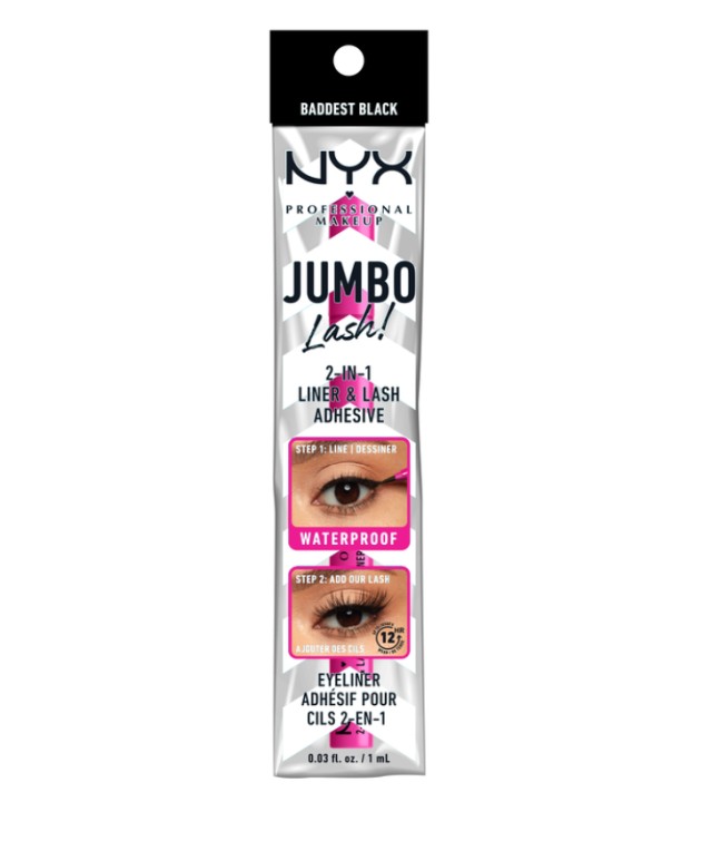 NYX Professional Makeup Jumbo Lash 2 in 1 Eye Liner & Lash Adhesive Baddest Black 1ml