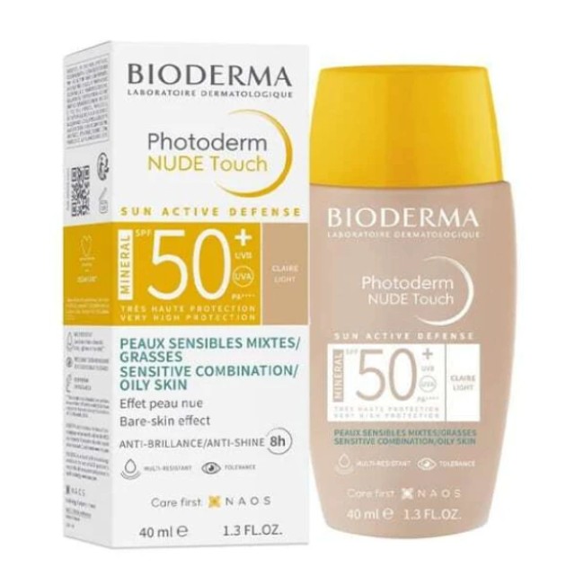 Bioderma Photoderm Nude Touch  Mineral SPF50+ Claire  Light Colour 40ml