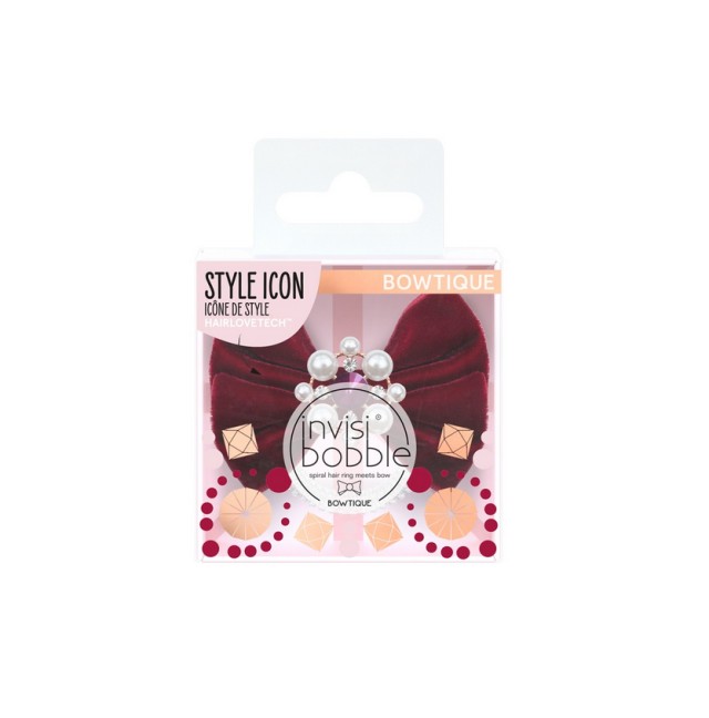 Invisibobble Bowtique British Royal Take A Bow (Red Velvet & Pearls) 1τμχ