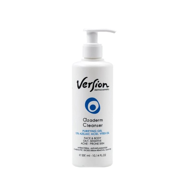 Version Azaderm Cleanser Gel Καθαρισμού Προσώπου & Σώματος 300ml