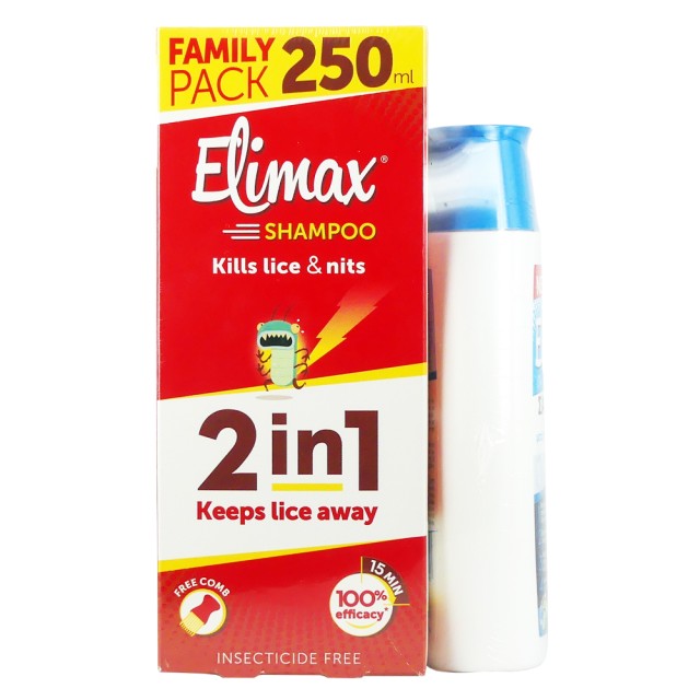 Elimax Shampoo Σαμπουάν για τις ψείρες 250ml + Δώρο Elimax Shampoo για εφαρμογή μετα το αντιφθειρικό προϊόν 200ml