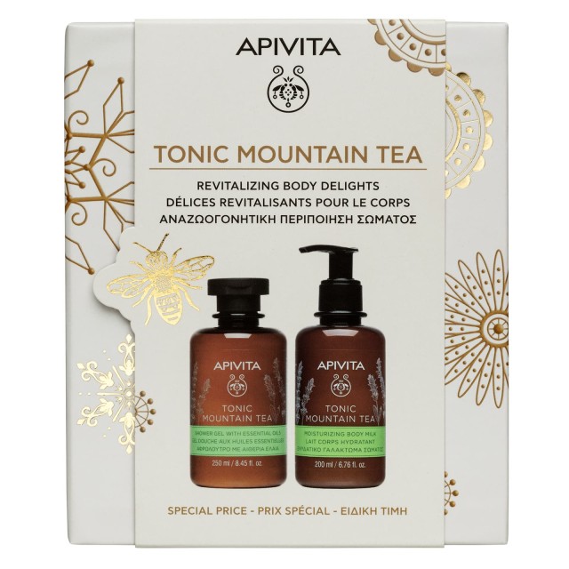 Apivita Promo Tonic Mountain Tea Shower Gel with Essential Oils 250ml & Moisturizing Body Milk 200ml