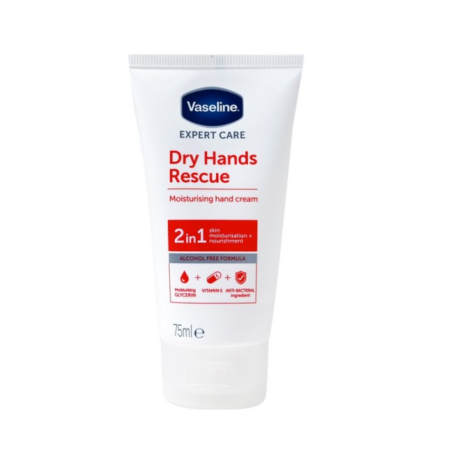 Vaseline Dry Hands Rescue Ενυδατική Κρέμα Χεριών με Αντιβακτηριδιακό Παράγοντα 75ml