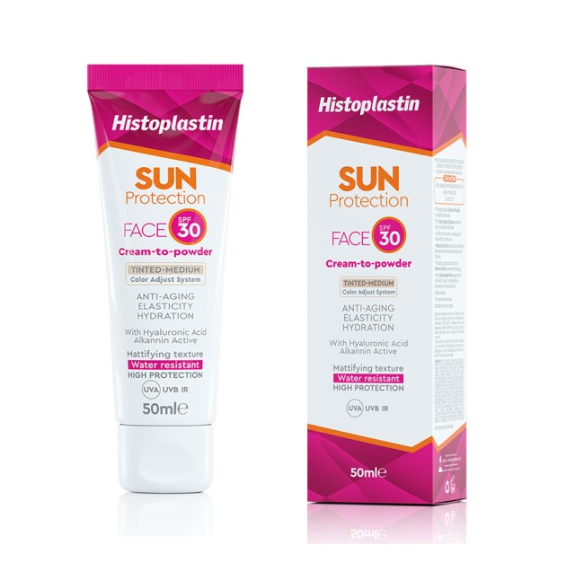 Histoplastin Sun Protection Face Cream to Powder Tinted-Medium SPF30 50ml