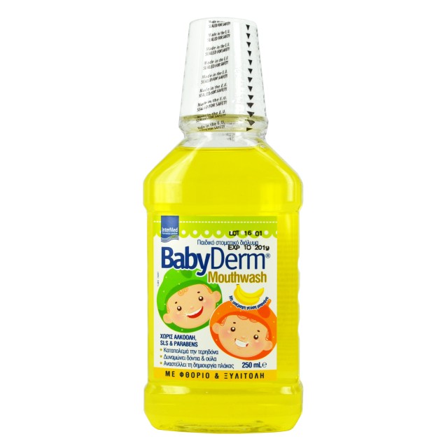 Intermed Babyderm Mouthwash Παιδικό Στοματικό Διάλυμα με Γεύση Μπανάνα 250ml