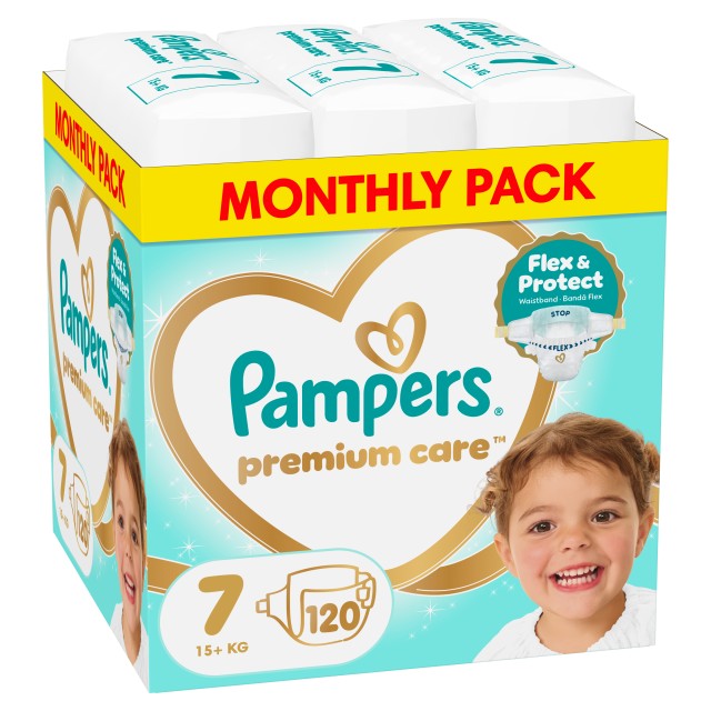 Pampers Premium Care Πάνες Monthly Pack Μέγεθος No7 15+kg 120 Πάνες
