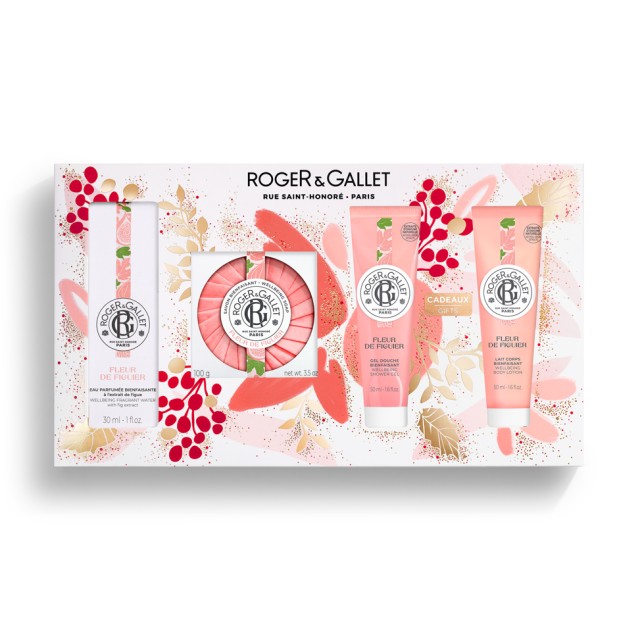 Roger&Gallet Set Fleur de Figuier Eau Parfumee Bienfaisante 30ml + Fleur de Figuier Savon Bienfaisant 100gr + Fleur de Figuier Gels Douche Bienfaisant 50ml + Fleur de Figuier Lait Corps Bienfaisant 50ml