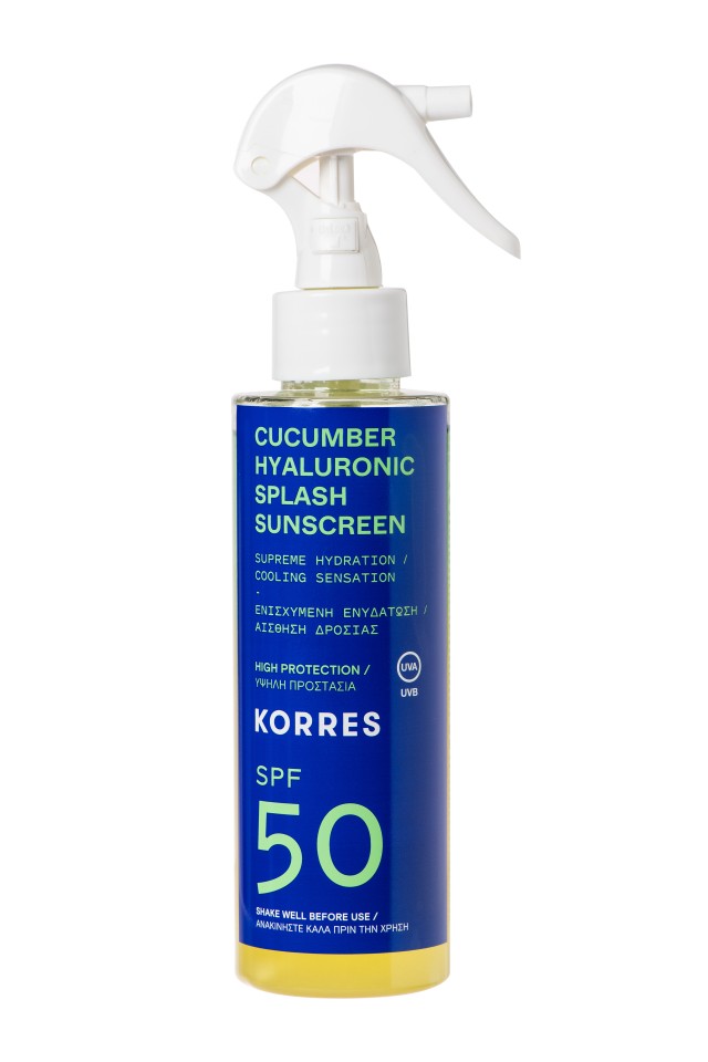 Korres Cucumber & Hyaluronic Splash Sunscreen SPF50 Διφασικό Αντηλιακό με Υψηλή Προστασία για Πρόσωπο & Σώμα 150ml