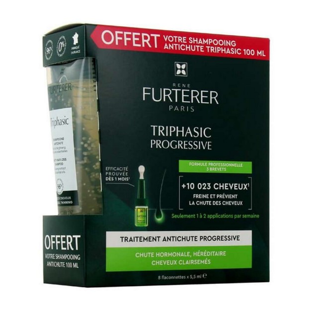 Rene Furterer Set Triphasic Progressive Antichute 8vialsx5,5ml + Rene Furterer Triphasic Shampoo 100ml