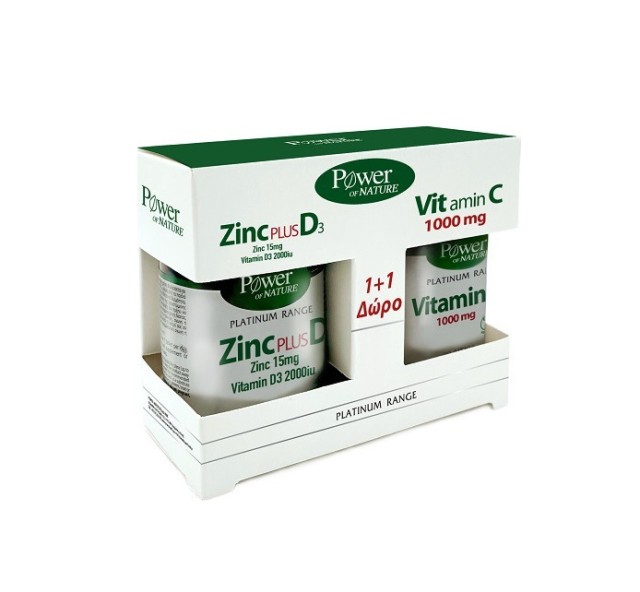 Power Health Set Platinum Range Zinc Plus D3 30tabs + Δώρο Platinum Range VitC 1000mg 20tabs