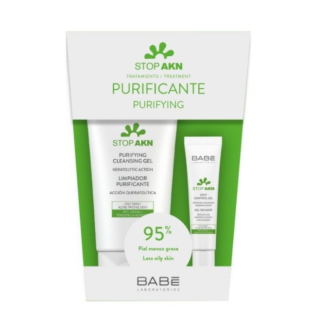 Babe Set Stop Akn Purifying Cleansing Gel 200ml + Stop Akn Spot Control Gel 8ml