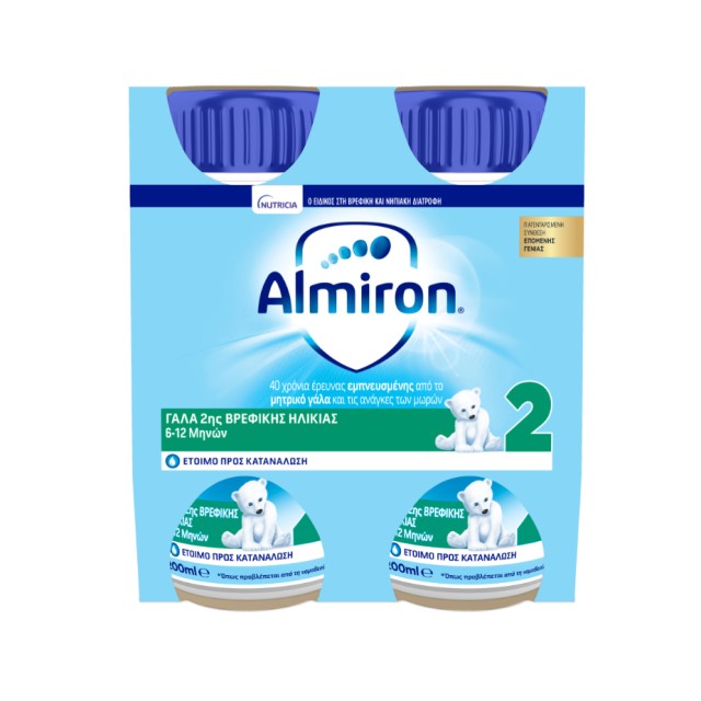 Nutricia Almiron 2 Γάλα 2ης Βρεφικής Ηλικίας από 6-12 μηνών 4x200ml