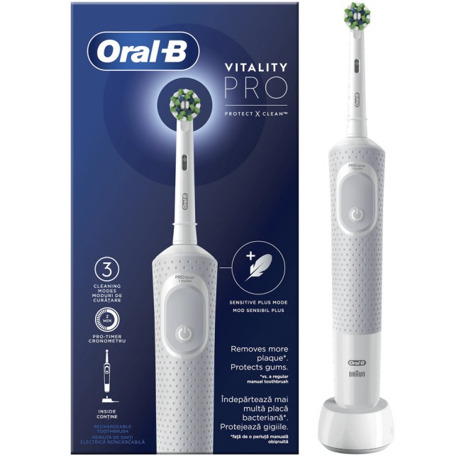 Oral-B Vitality Pro White Ηλεκτρική Οδοντόβουρτσα Λευκό Χρώμα 1τμχ