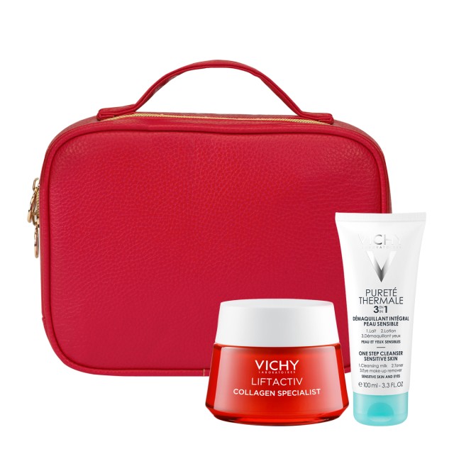 Vichy Set Liftactiv Collagen Specialist Αντιγηραντική Κρέμα Προσώπου για Κάθε Τύπο Επιδερμίδας 50ml + Δώρο Purete Thermale 3in1 Γαλάκτωμα Καθαρίσμου 100ml + Νεσεσέρ 1τμχ