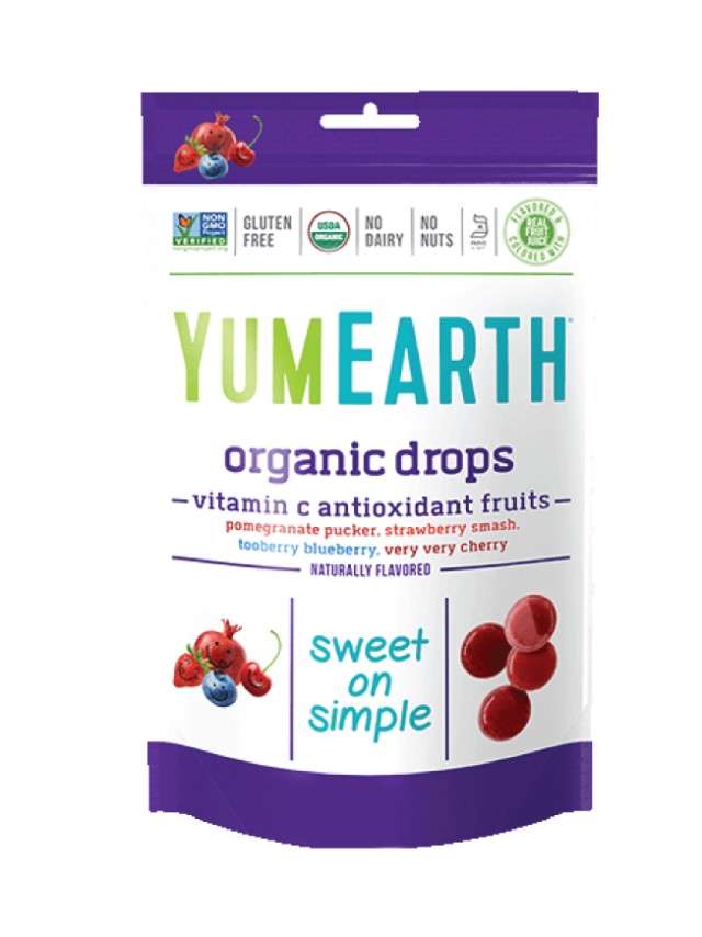 Yumearth Organic Drops Vitamin C Βιολογικές Καραμέλες Φρούτων με Βιταμίνη C 93.6gr