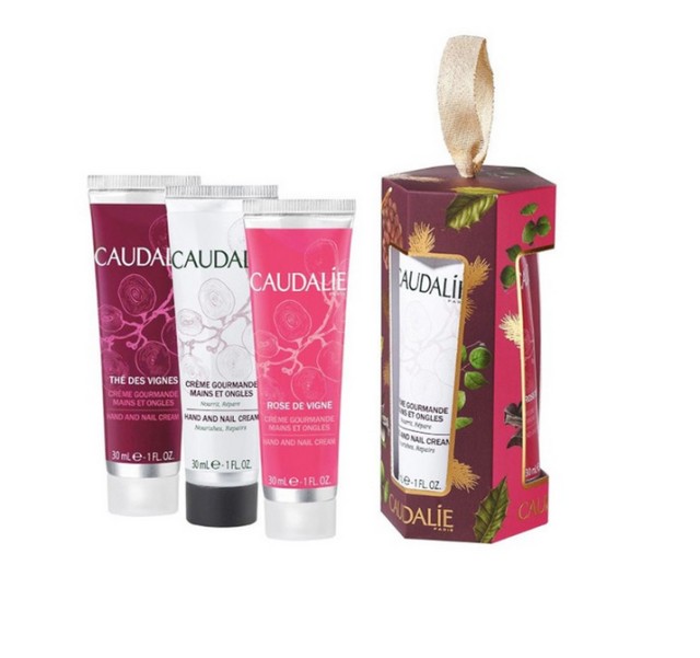 Caudalie Set Trio Hand Cream Creme Gourmande Mains Et Ongles Hand and Nail Cream 30ml + Rose de Vigne Hand and Nail Cream 30ml + The des Vignes Hand and Nail Cream 30ml