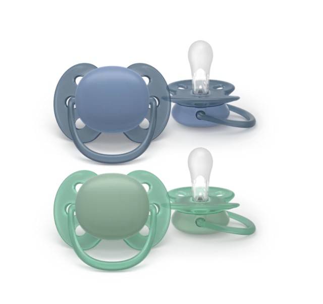 Avent Philips Ultra Soft SCF091/42 Ορθοδοντική Πιπίλα Σιλικόνης Μπλε/Πράσινο 6-18m 2τμχ