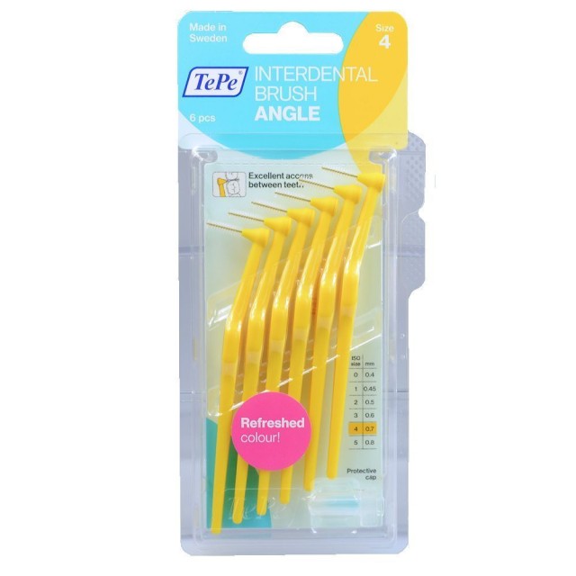 TePe International Brush Angle No.4 Κίτρινο 0.7mm 6τμχ