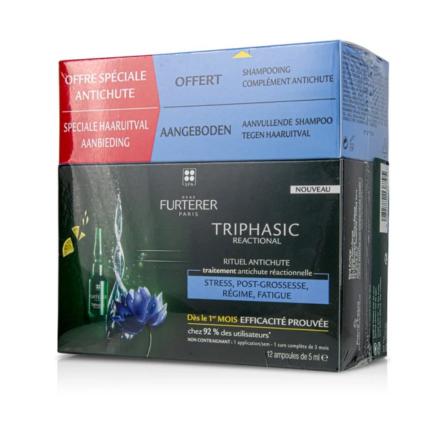 Rene Furterer Set Triphasic Reactional Ritual Anti-Hair Loss Treatment 12x5ml + Triphasic Stimulating Shampoo 100ml