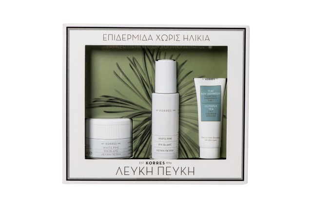 Korres Set Λευκή Πευκή Κρέμα Ημέρας 40ml & Korres Λευκή Πευκή Ορός αναπλήρωσης όγκου 30ml & Korres Τσαϊ Του Ολύμπου Γαλάκτωμα Καθαρισμού 3Σε1 16ml