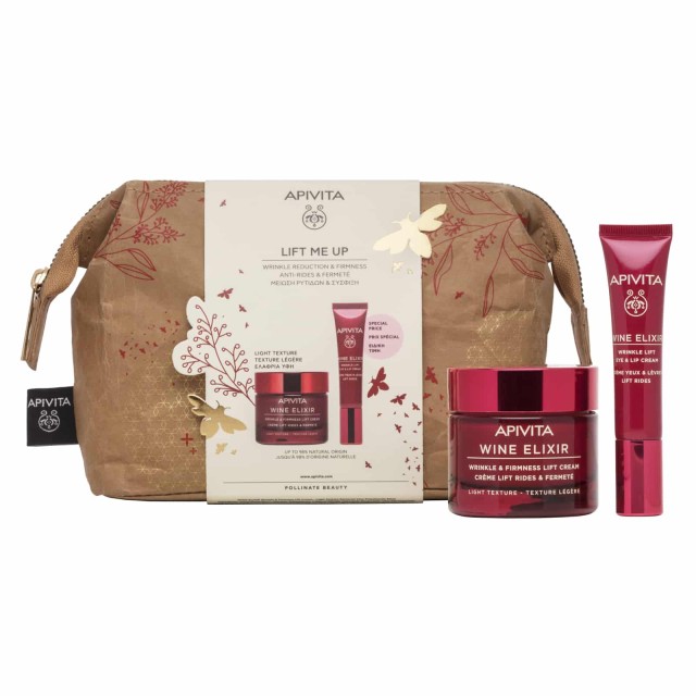 Apivita Set Lift me up Wine Elixir Light Wrinkle & Firmness Lift Cream 50ml + Wine Elixir Wrinkle Lift Eye & Lip Cream 15ml