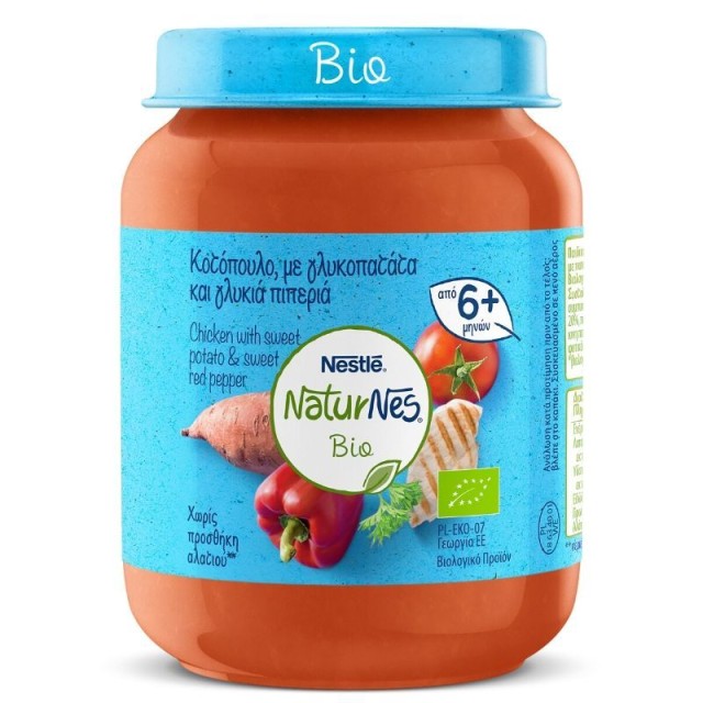 Nestle Naturnes Bio Βιολογική Παιδική Τροφή Κοτόπουλο με Γλυκοπατάτα & Γλυκιά Πιπεριά 190gr