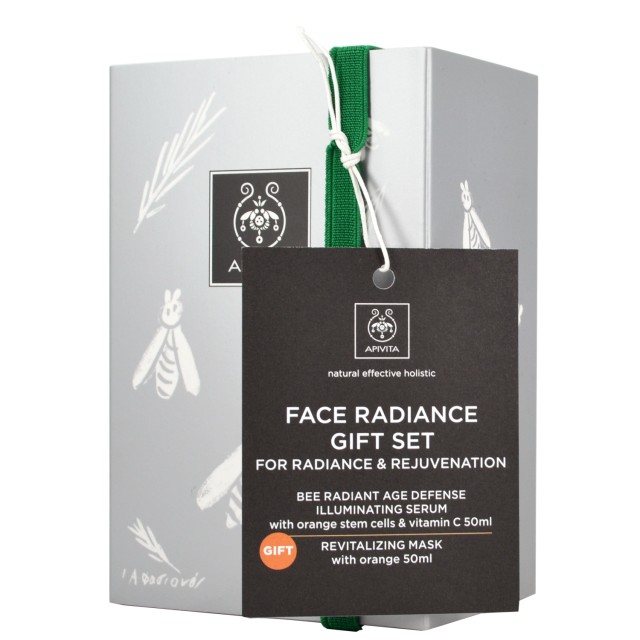 Apivita Gift Set Bee Radiant Ορός Αντιγήρανσης & Λάμψης 50ml & Δώρο Mάσκα Λάμψης Με Πορτοκάλι 50ml