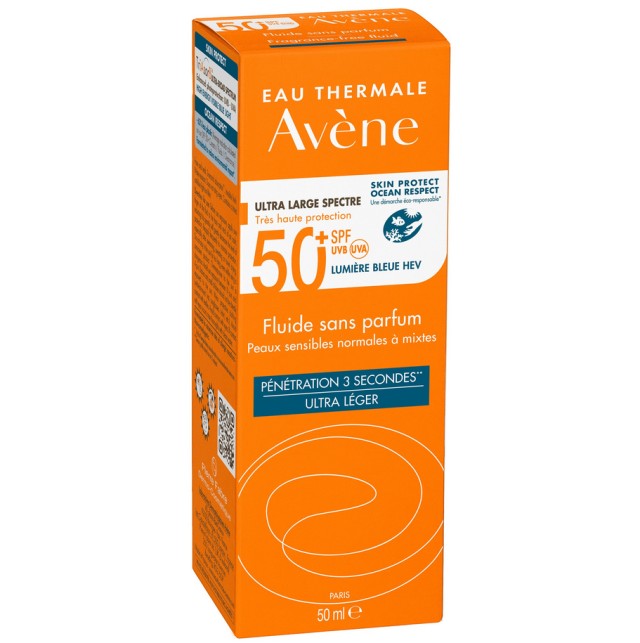 Avene Eau Thermale Fluide Sans Parfum SPF50+ Αντιηλιακή Κρέμα Προσώπου Χωρίς Άρωμα 50ml