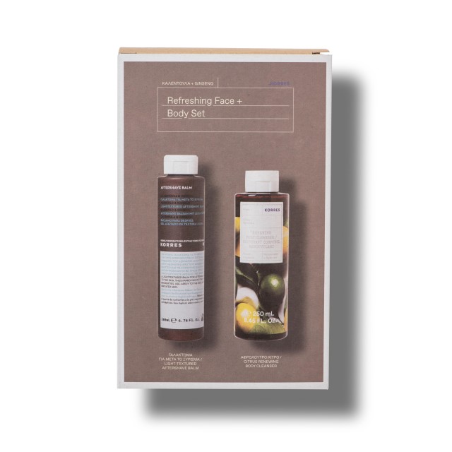 Korres Set Refreshing Face & Body με Γαλάκτωμα για Μετά το Ξύρισμα με Καλέντουλα & Ginseng 200ml + Αφρόλουτρο Κίτρο 250ml