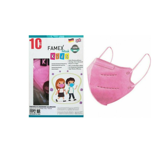 Famex Mask Kids Παιδικές Μάσκες Προστασίας Ροζ Ανοιχτό FFP2 NR 10τμχ