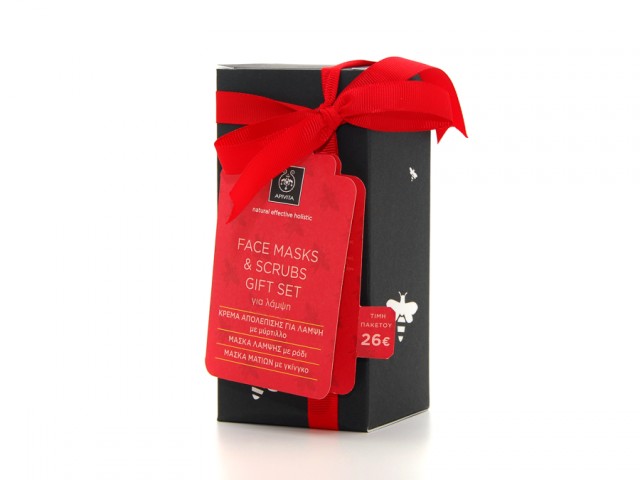 Apivita Face Masks & Scrubs Gift Set με Κρέμα Απολέπισης με Μύρτιλλο για Λάμψη, 50ml