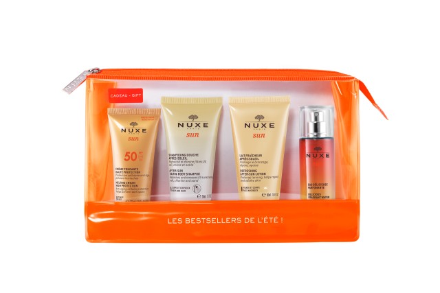 Nuxe Sun Summer Bestsellers Set Melting cream Face SPF50 30ml + Nuxe Sun After Sun Hair & Body Shampoo 50ml + Nuxe Sun Refreshing After Sun Face and Body Lotion 50ml + Nuxe Sun Delecious Fragrant Water 30ml