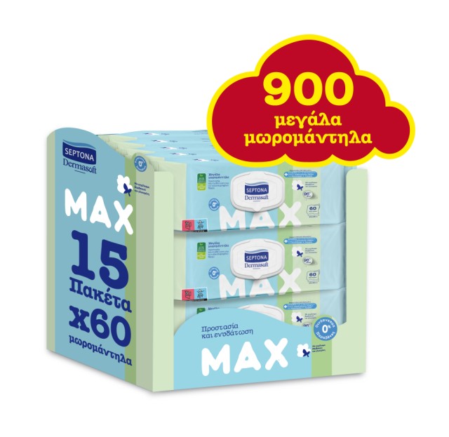 Μωρομάντηλα Septona Dermasoft Max Monthly Pack 900τεμ (15x60)