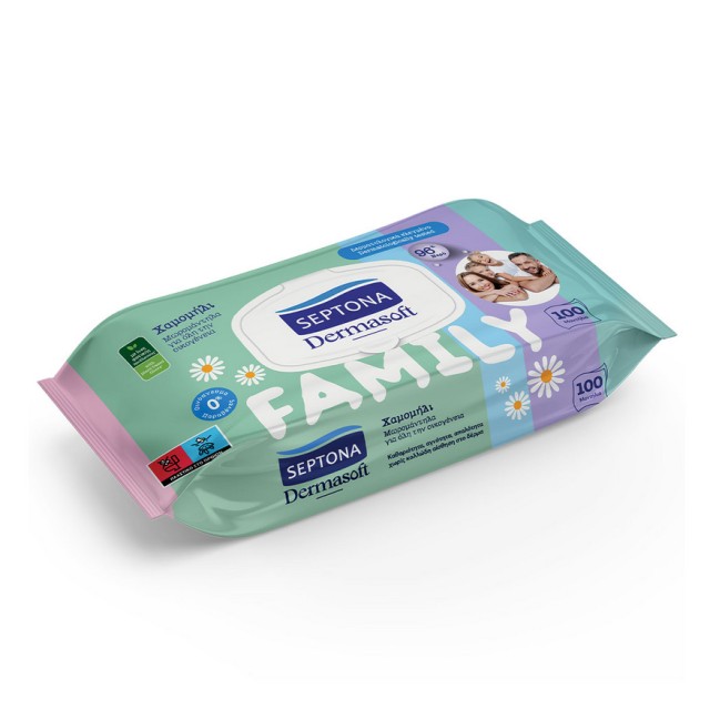 Septona Dermasoft Family Μωρομάντηλα με Χαμομήλι για Όλη την Οικογένεια 100τμχ