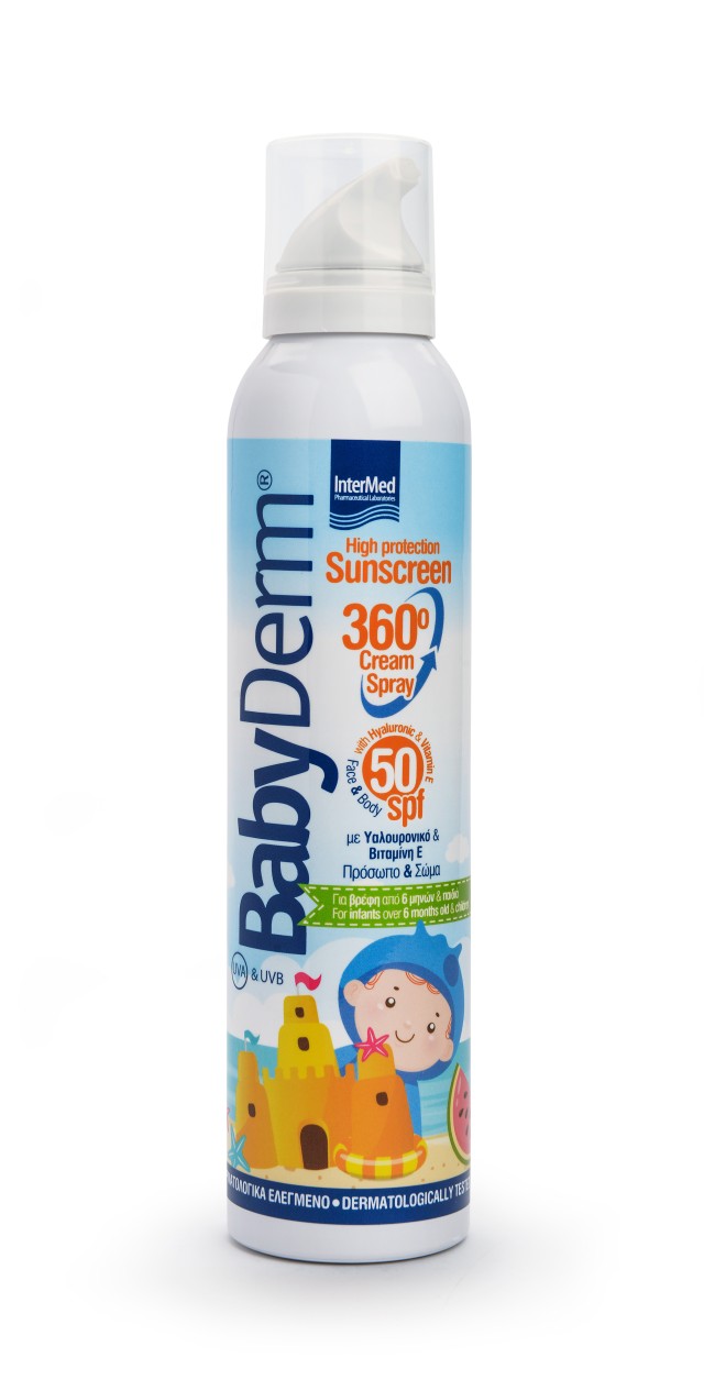 Intermed Babyderm Sunscreen 360° Cream Spray Παιδικό Αντηλιακό Προσώπου & Σώματος 200ml