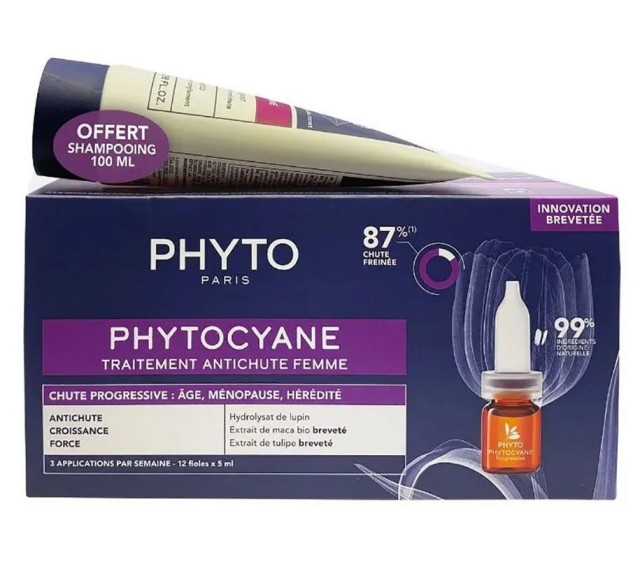 Phyto Set Phytocyane Progressive Anti-Hair Loss Treatment for Women 12 φυαλίδια x 3,5ml + Δώρο Phytocyane Shampoo 100ml