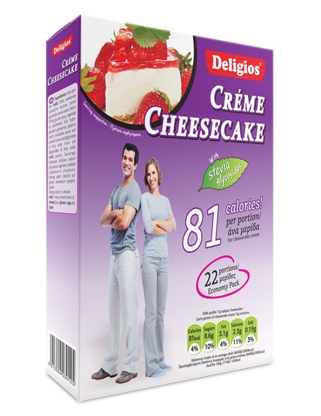 DELIGIOS έτοιμο μίγμα για Crème Cheesecake Mix με Stevia 200g