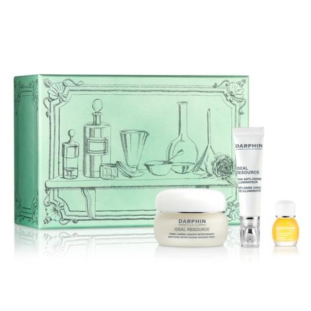 DARPHIN - GIFT SET IDEAL RESOURCE Smoothing Retexturizing Radiance Cream (50ml), Anti Dark Circle Eye Illuminator (15ml) & Jasmine Aromatic Care (4ml)
