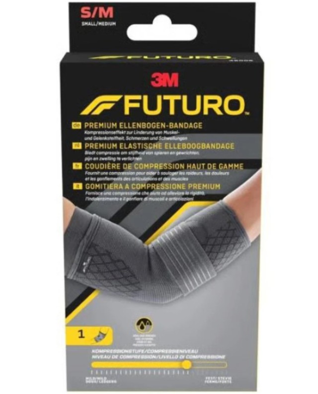 Futuro Premium Compression Elbow Sleeve Περιαγκωνίδα Συμπίεσης Γκρι Σκούρο 49006 Small/Medium 1 Τεμάχιο