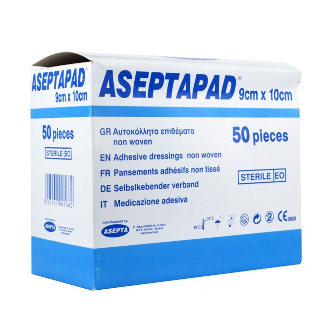 Asepta Aseptapad 9cm x 10cm Αυτοκόλλητα Αποστειρωμένα Επιθέματα 50 τεμ.