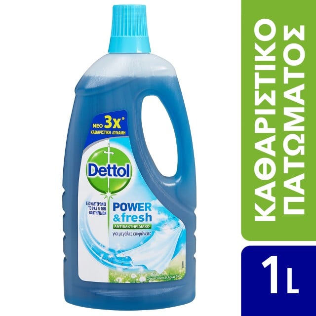 Dettol Power & Fresh Αντιβακτηριδιακό Πολυκαθαριστικό Για Μεγάλες Επιφάνειες Crisp Linen & Aqua Sky 1lt