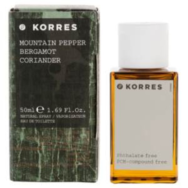 KORRES EAU DE TOILETTE MOUNTAIN PEPPER,BERGAMOT,CORIANDER 50ml