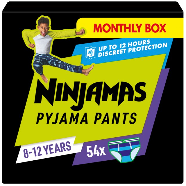 Pampers Ninjamas Boy Pyjama Pants Monthly Pack 8-12years Πάνες Βρακάκι για τη Νύχτα (27-43kg) 54τμχ