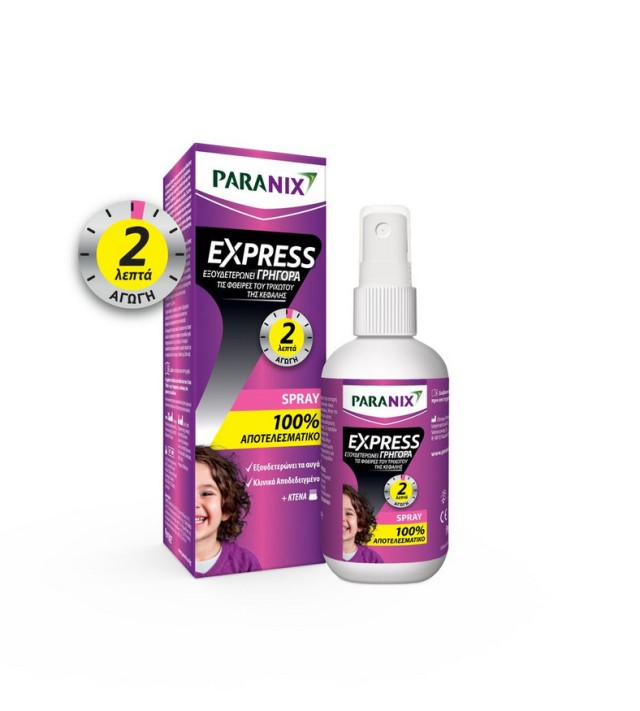 Paranix Express Spray + Comb Αντιφθειρικό Σπρέι Ταχείας Δράσης & Χτένα 95ml
