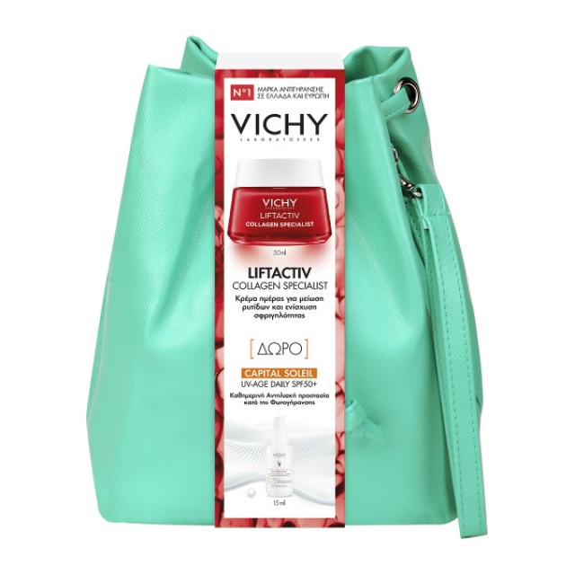 Vichy Set Liftactiv Collagen Specialist Day Cream για Κάθε Τύπο Επιδερμίδας 50ml + Δώρο Capital Soleil SPF50+ UV-AGE Daily 15ml + Τσαντάκι 1τμχ
