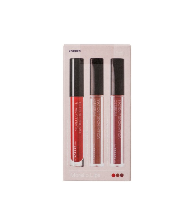 Korres Set Morrello Lips Matte 53 Red Velvet 3.4ml + Lipgloss 31 Bronze Nude 3.4ml + Lipgloss 23 Natural Purple 3.4ml -50%