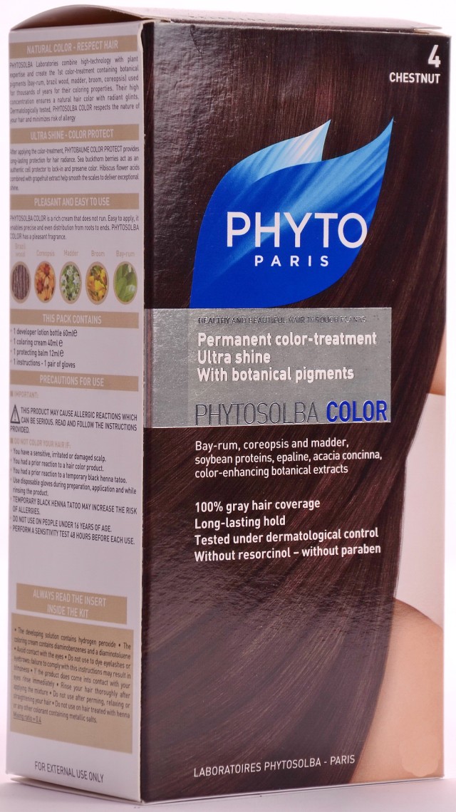 PHYTO PHYTOSOLBA COLOR ΜΟΝΙΜΗ ΒΑΦΗ ΜΑΛΛΙΩΝ 4 CHATAIN / ΚΑΣΤΑΝΟ