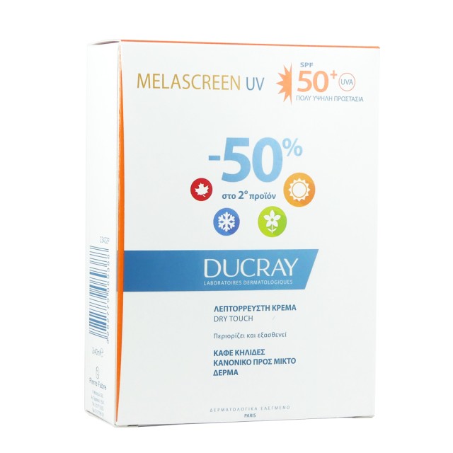 Ducray Melascreen Photoprotection Light Cream SPF50+ & -50% ΤΟ 2ο ΠΡΟΪΟΝ Αντηλιακή Κρέμα Προσώπου για Δυσχρωμίες για Κανονικά & Μικτά Δέρματα, 2 x 40 ml